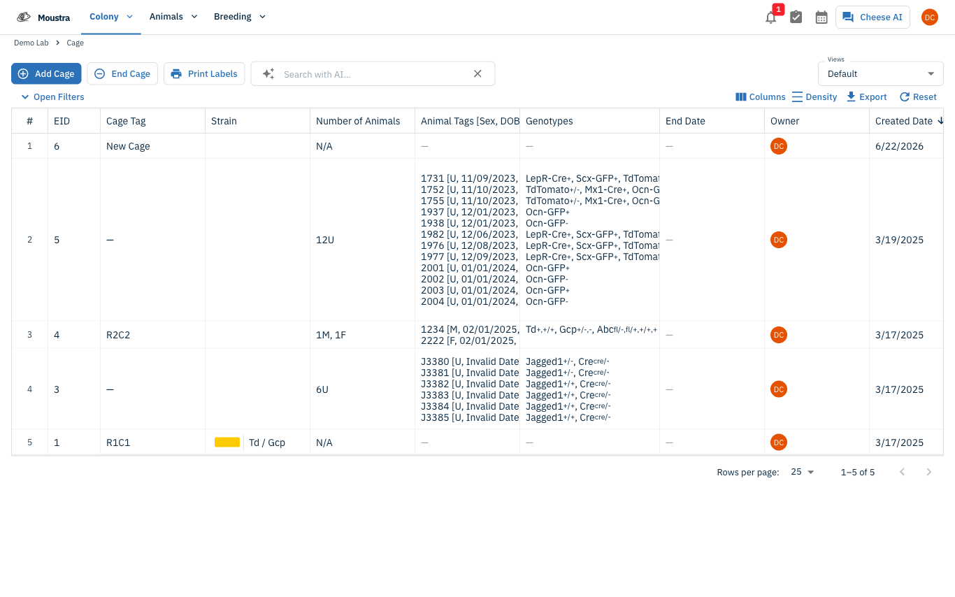 Screenshot for Open the Cages page