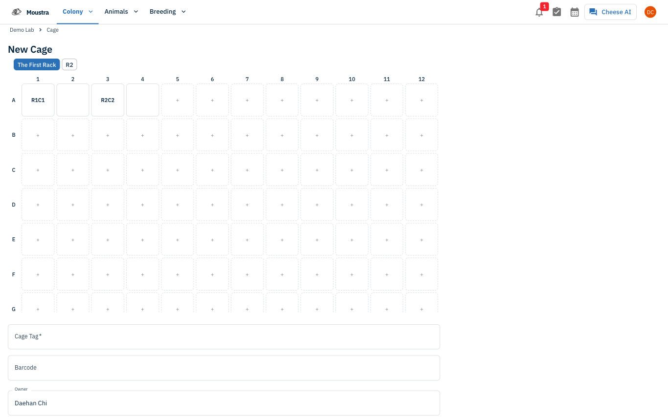 Screenshot for Start a new cage