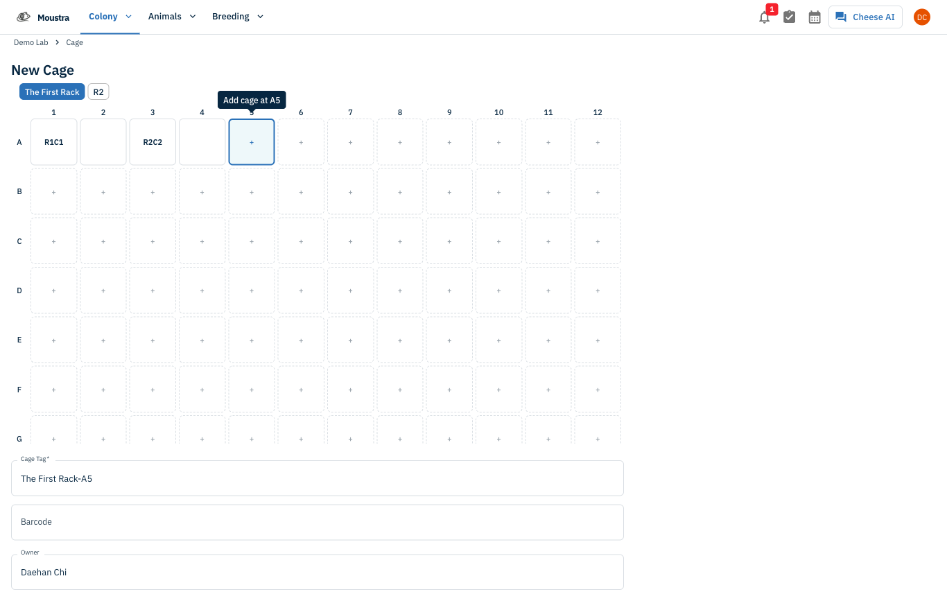 Screenshot for Pick a rack and position