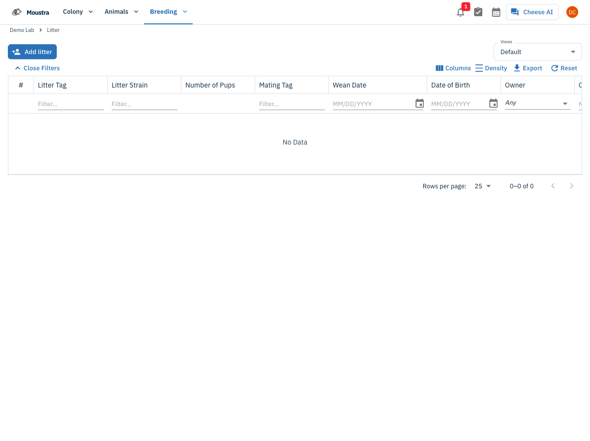 Screenshot for Open the Litter page