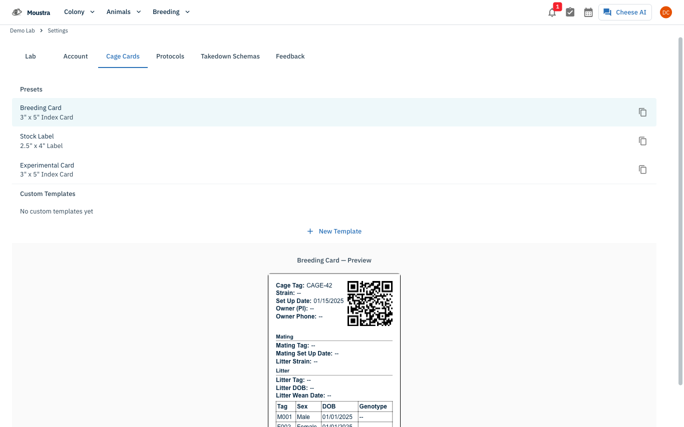 Screenshot for Open Cage Card Templates