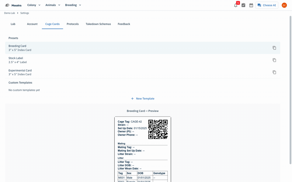 How to Customize Cage Card Templates — full walkthrough