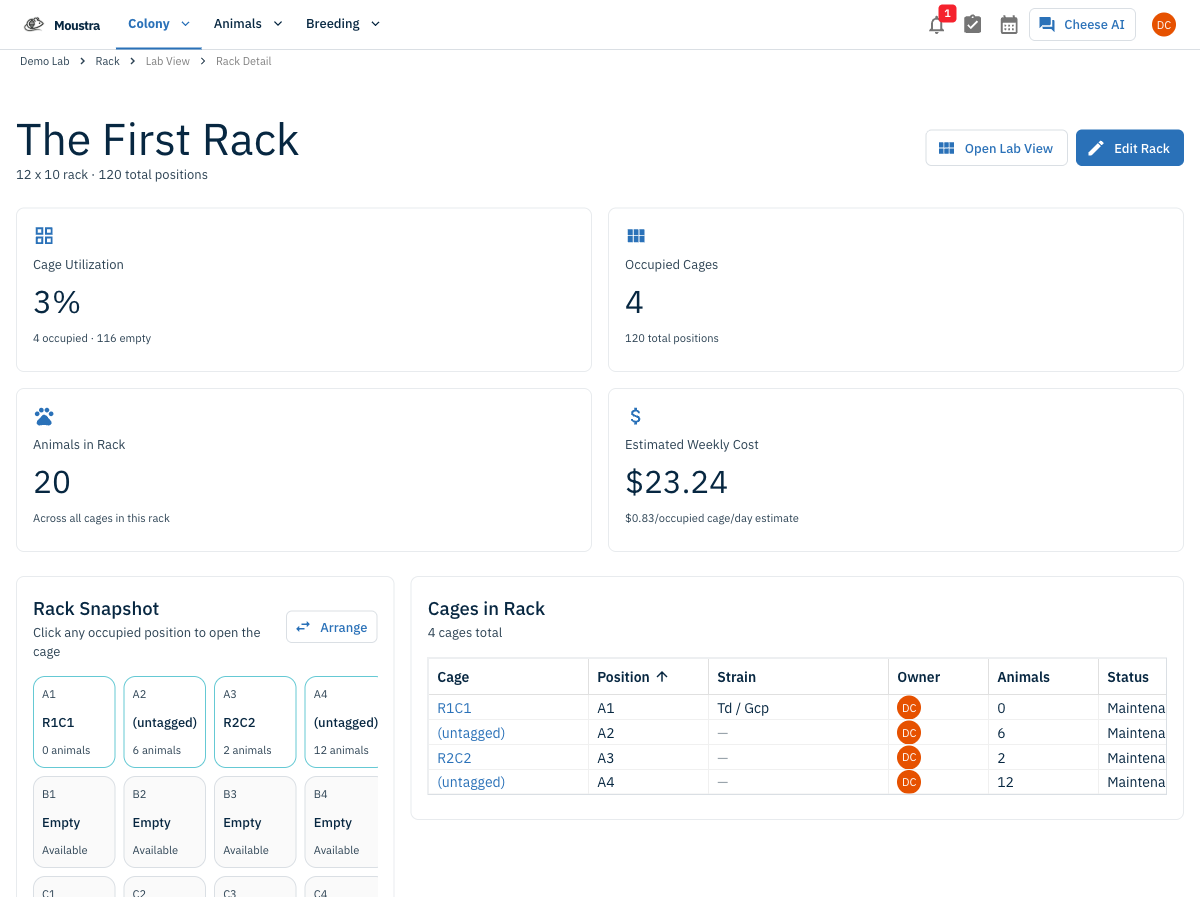 Screenshot for Open a rack to see its grid