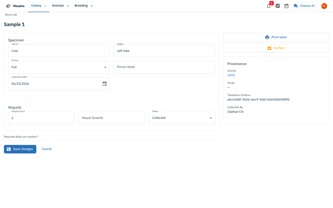 Screenshot for View, filter, and inline-edit the sample list