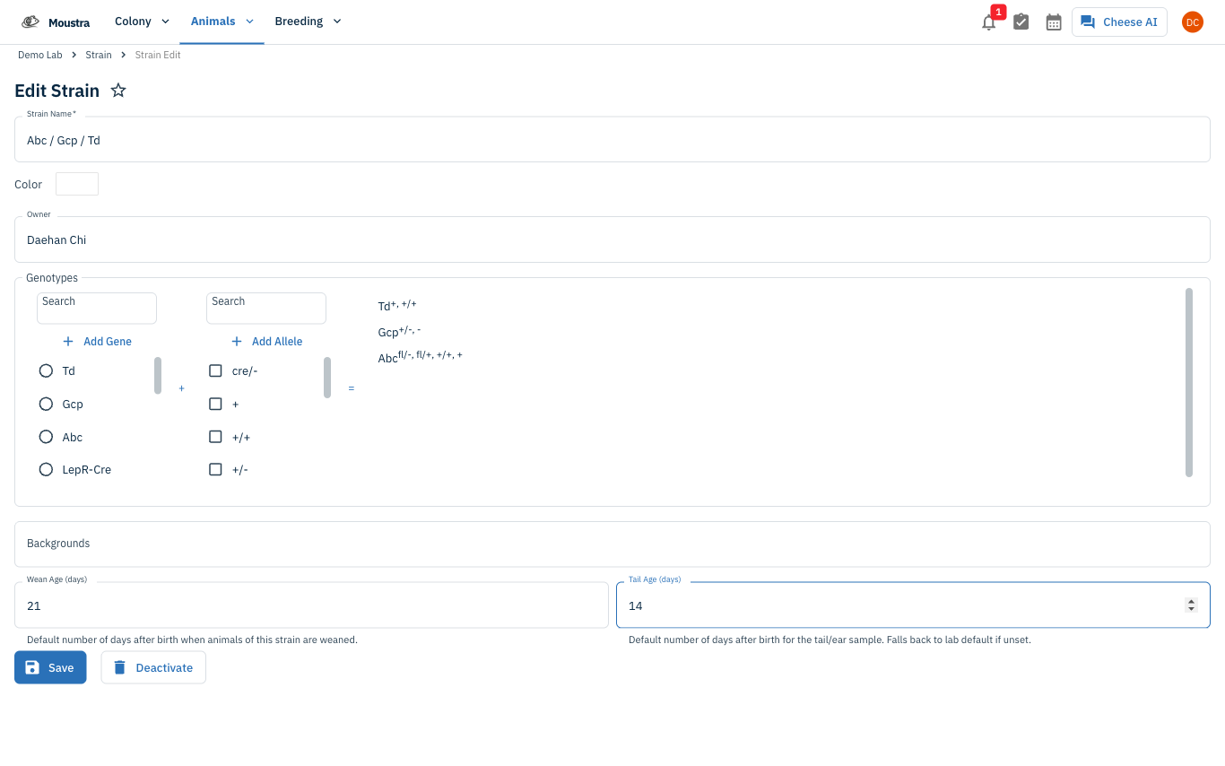 Screenshot for Override per strain (optional)