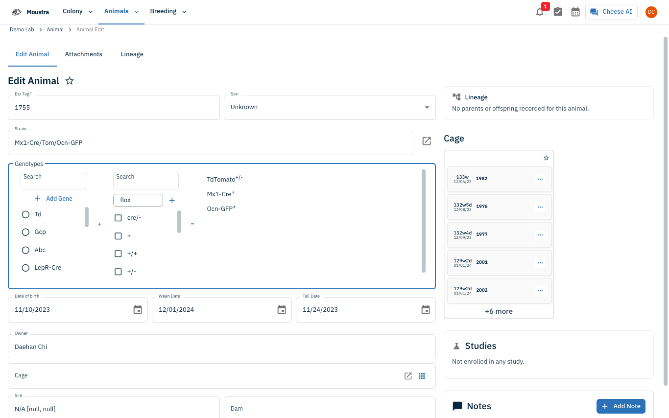 Screenshot for Add an allele