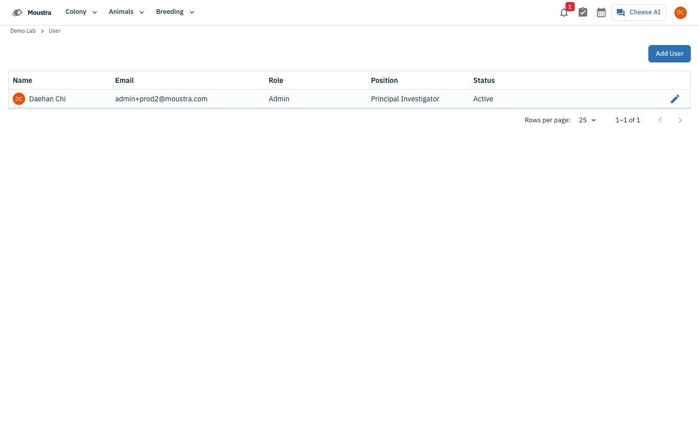 Screenshot for Open the Users page