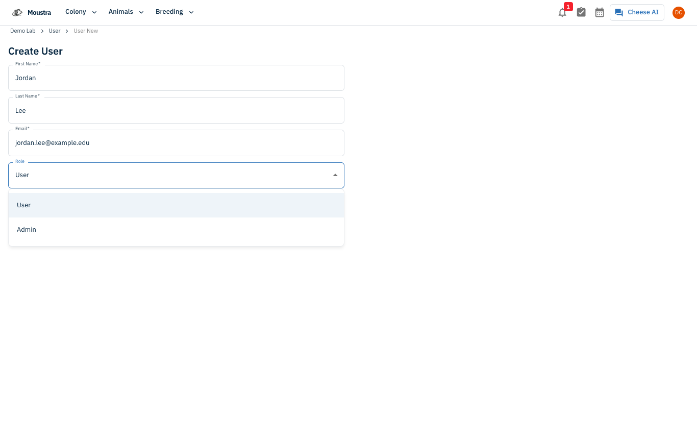 Screenshot for Choose a role and send the invite