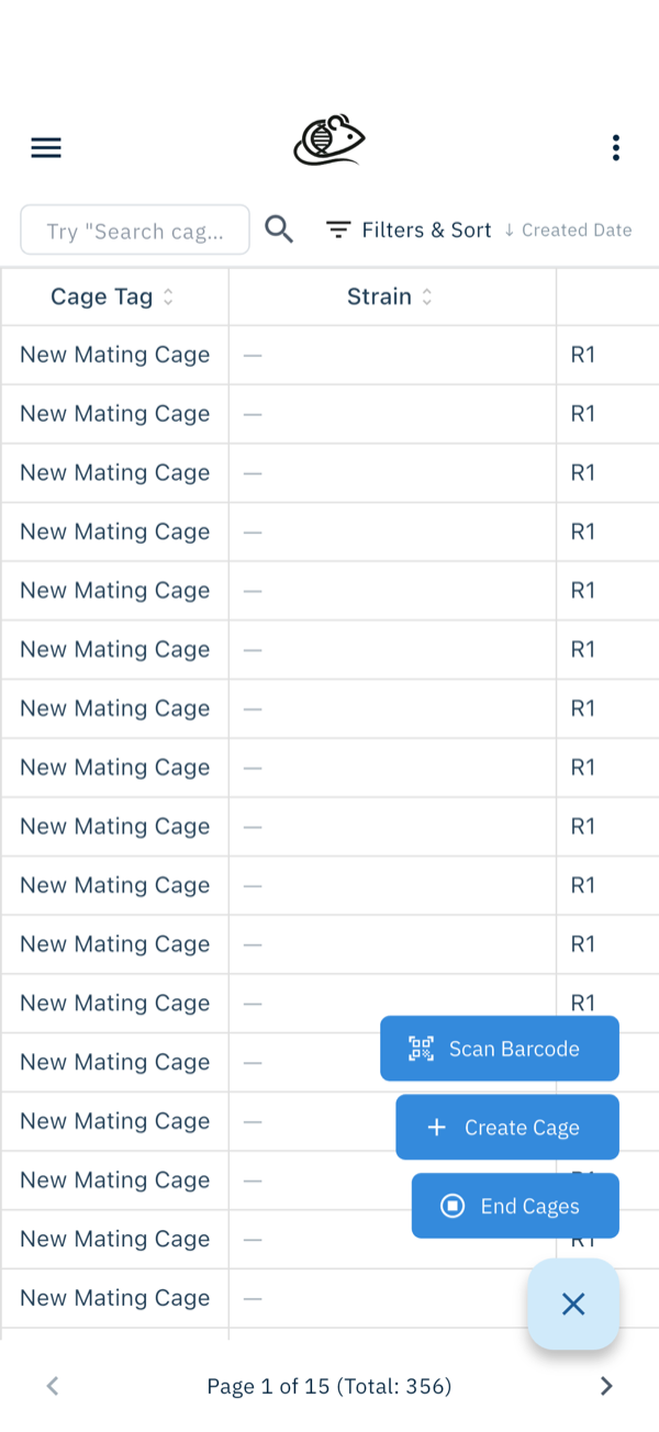 Screenshot for Scan a cage barcode
