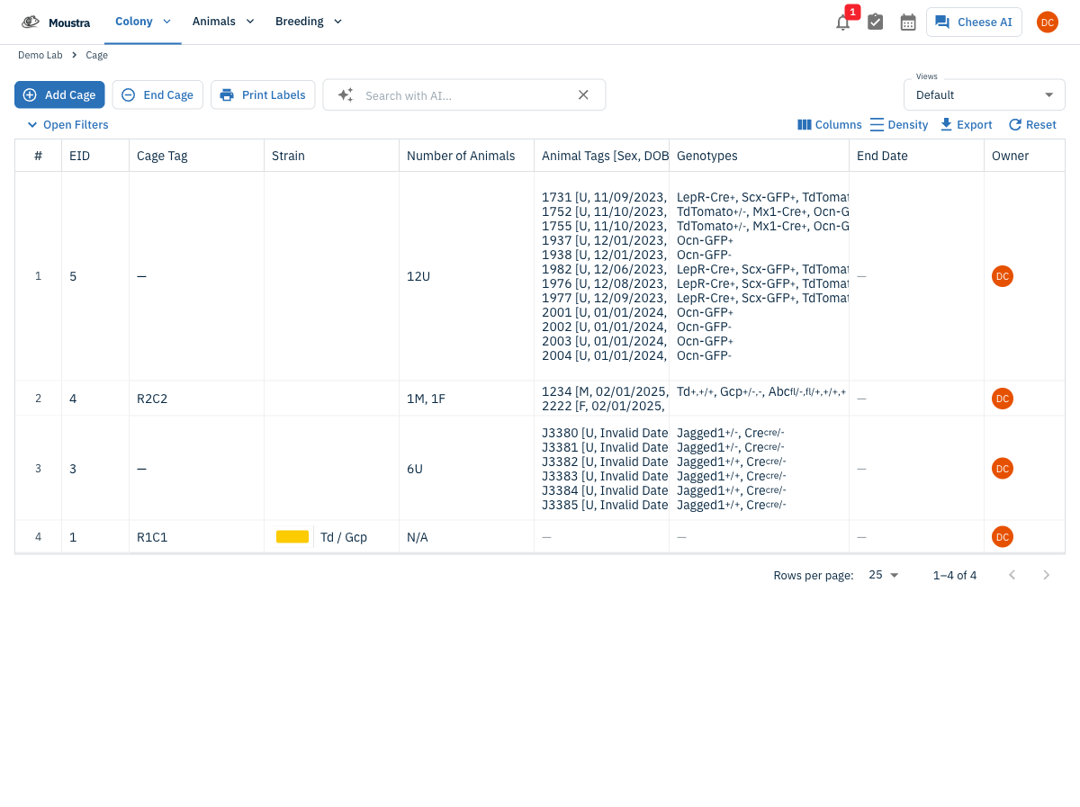 Screenshot for Open the Cages page