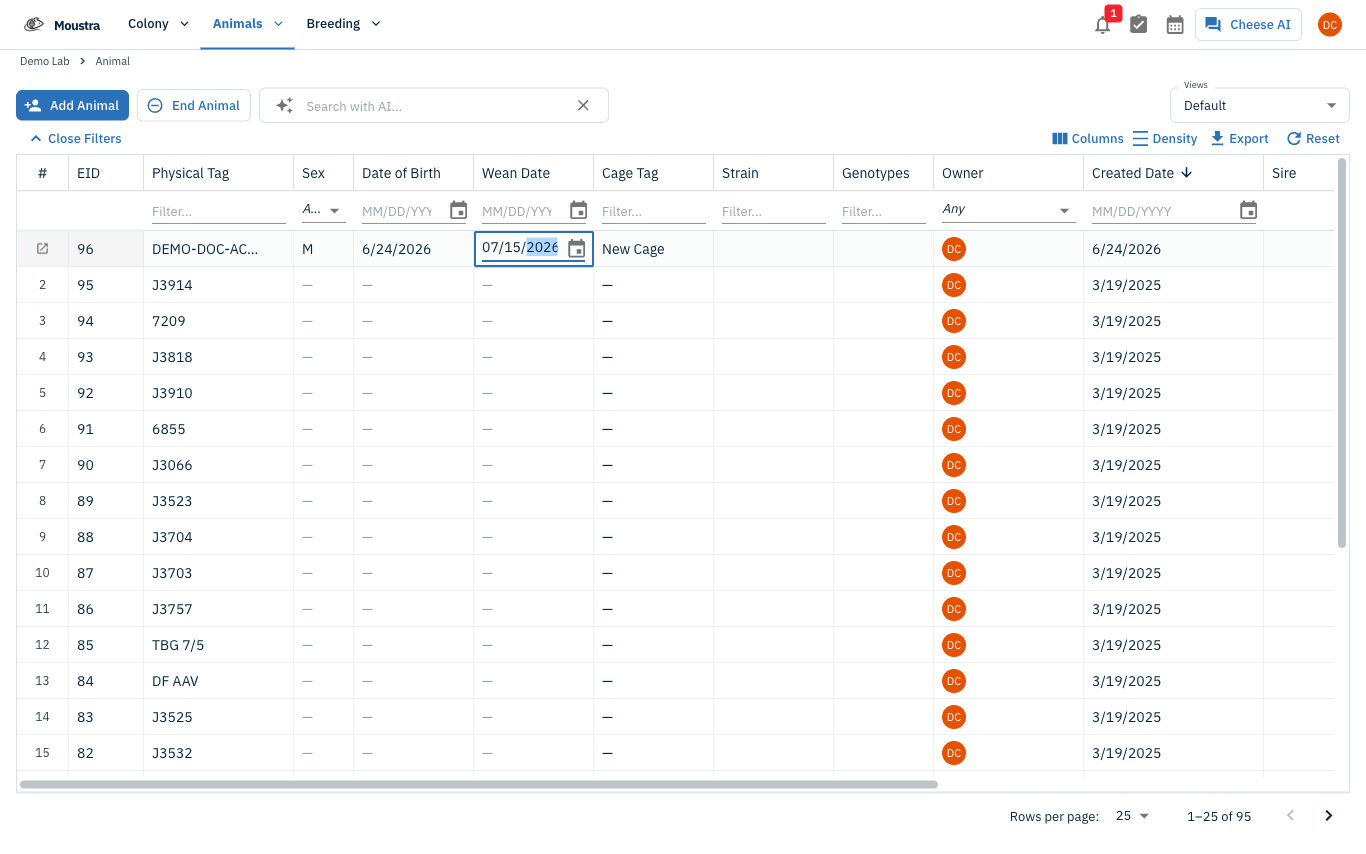 Screenshot for Double-click an editable cell