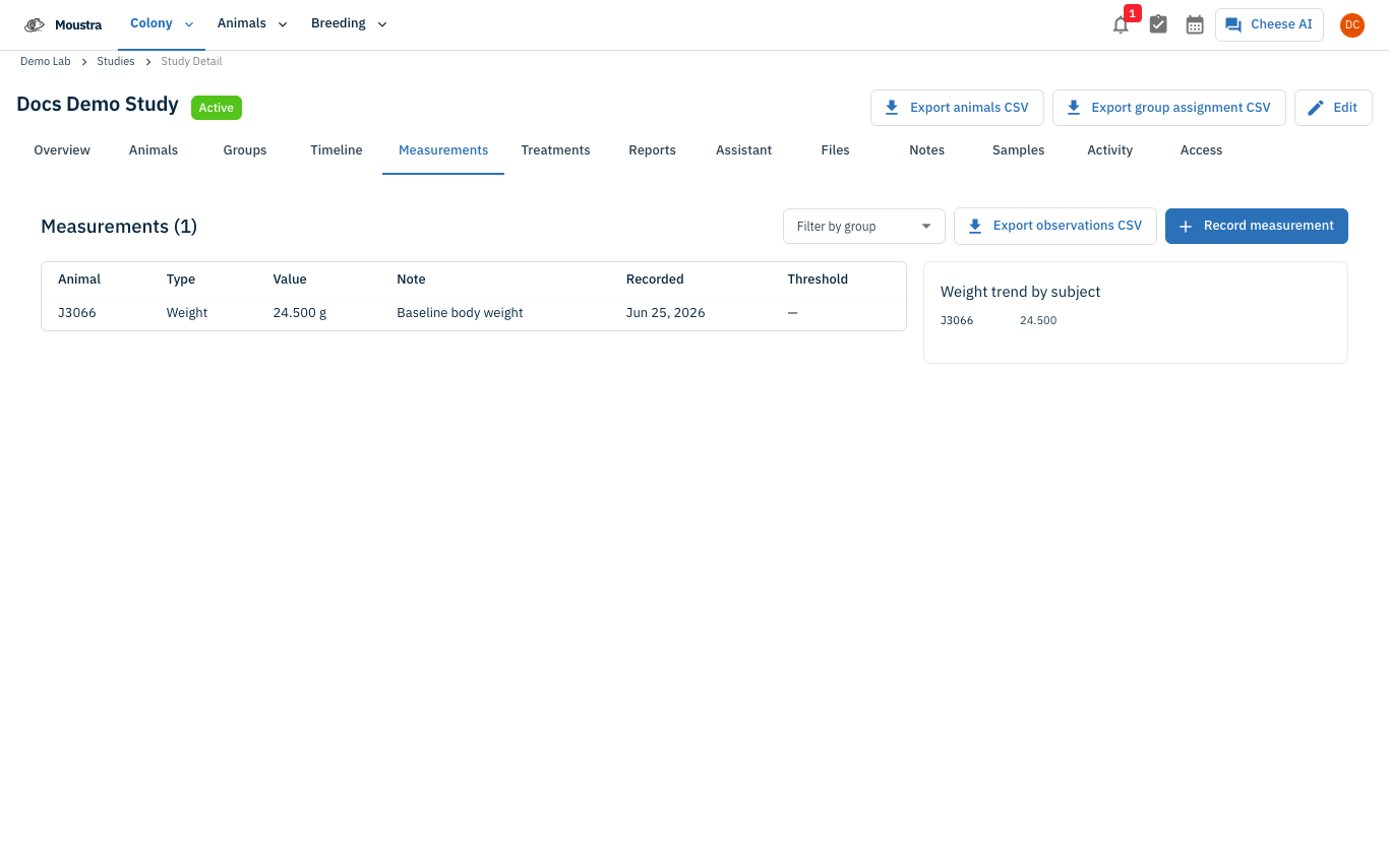 Screenshot for Export groups and observations to CSV