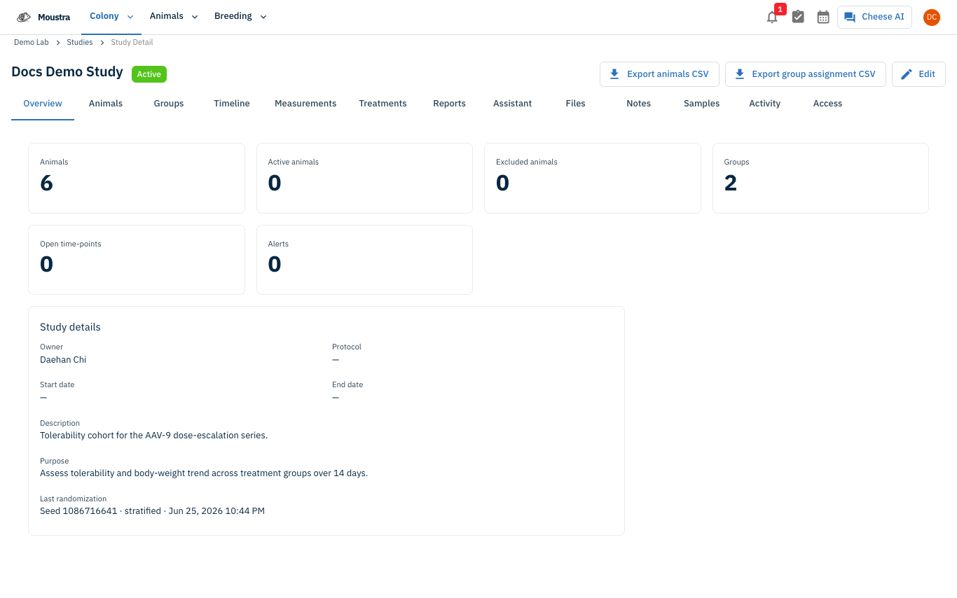 Screenshot for Open the study