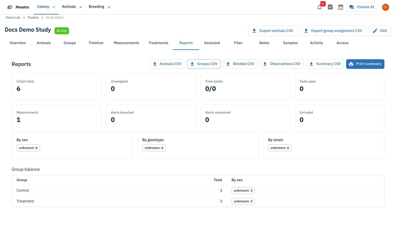 Screenshot for Switch to the Reports tab