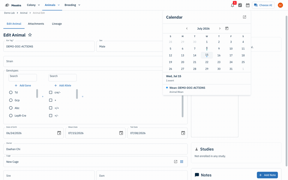 How to Track Wean and Tail Sample Reminders — full walkthrough